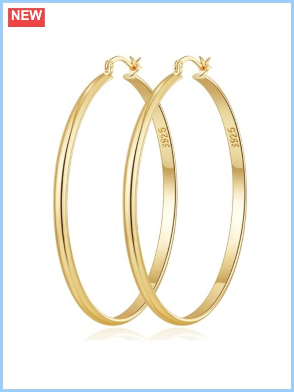 3mm Wide Large Hoop Earrings 14k Gold Plated Hypoallergenic Lightweight Big